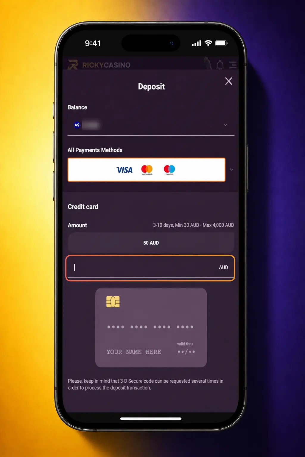 Ricky Casino Deposit Instructions - Step 3 & 4
