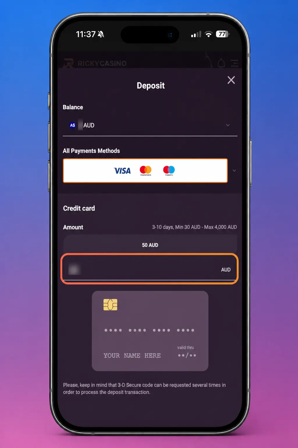 How to Use Bonus in Australia - Step 2