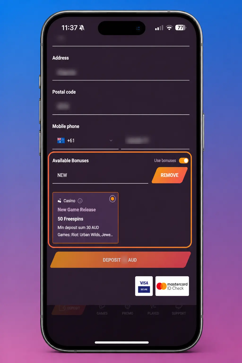 How to Use Bonus in Australia - Step 3